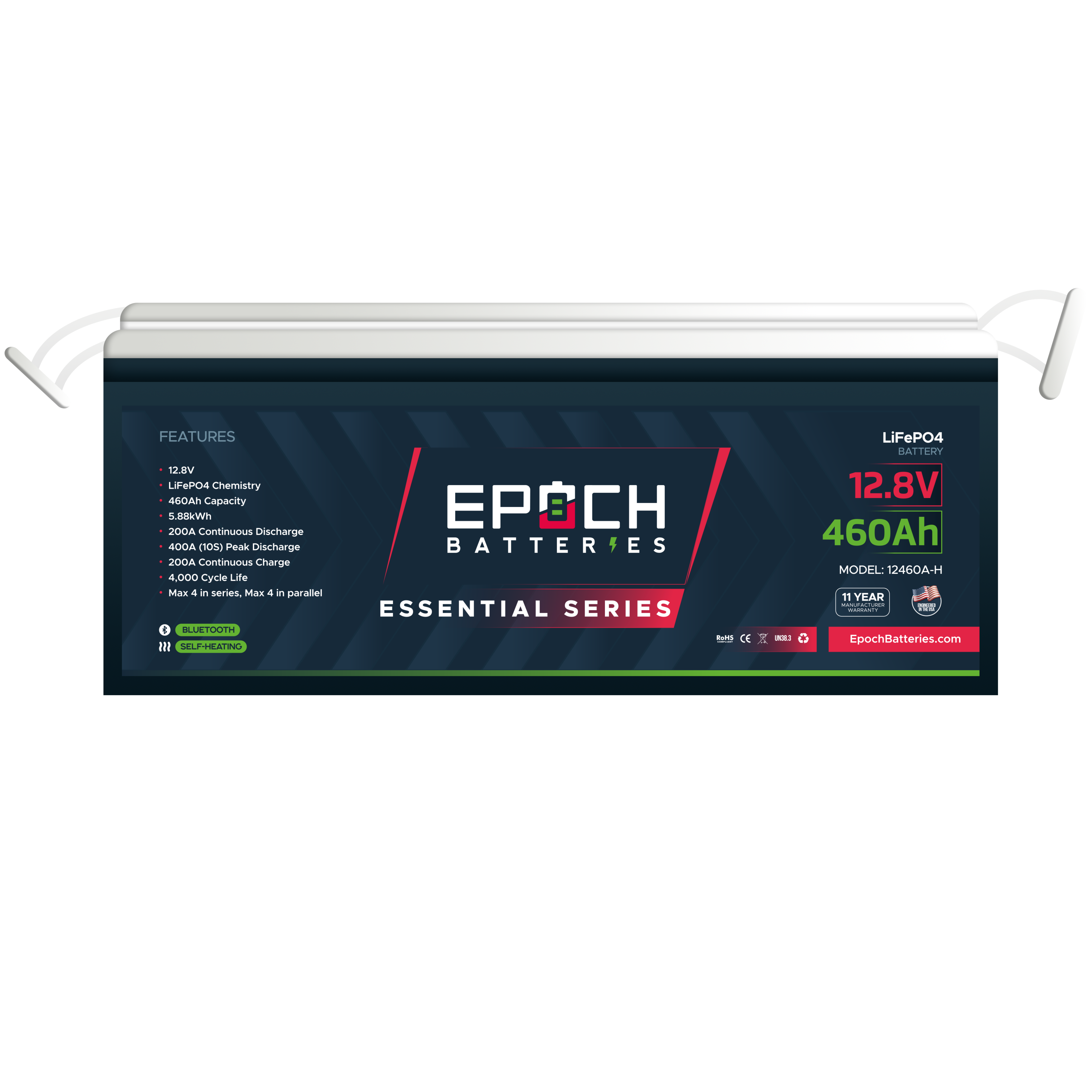 Epoch 12V 460Ah Essential Series - Bluetooth & Heated LiFePO4 Battery (12460A-H)