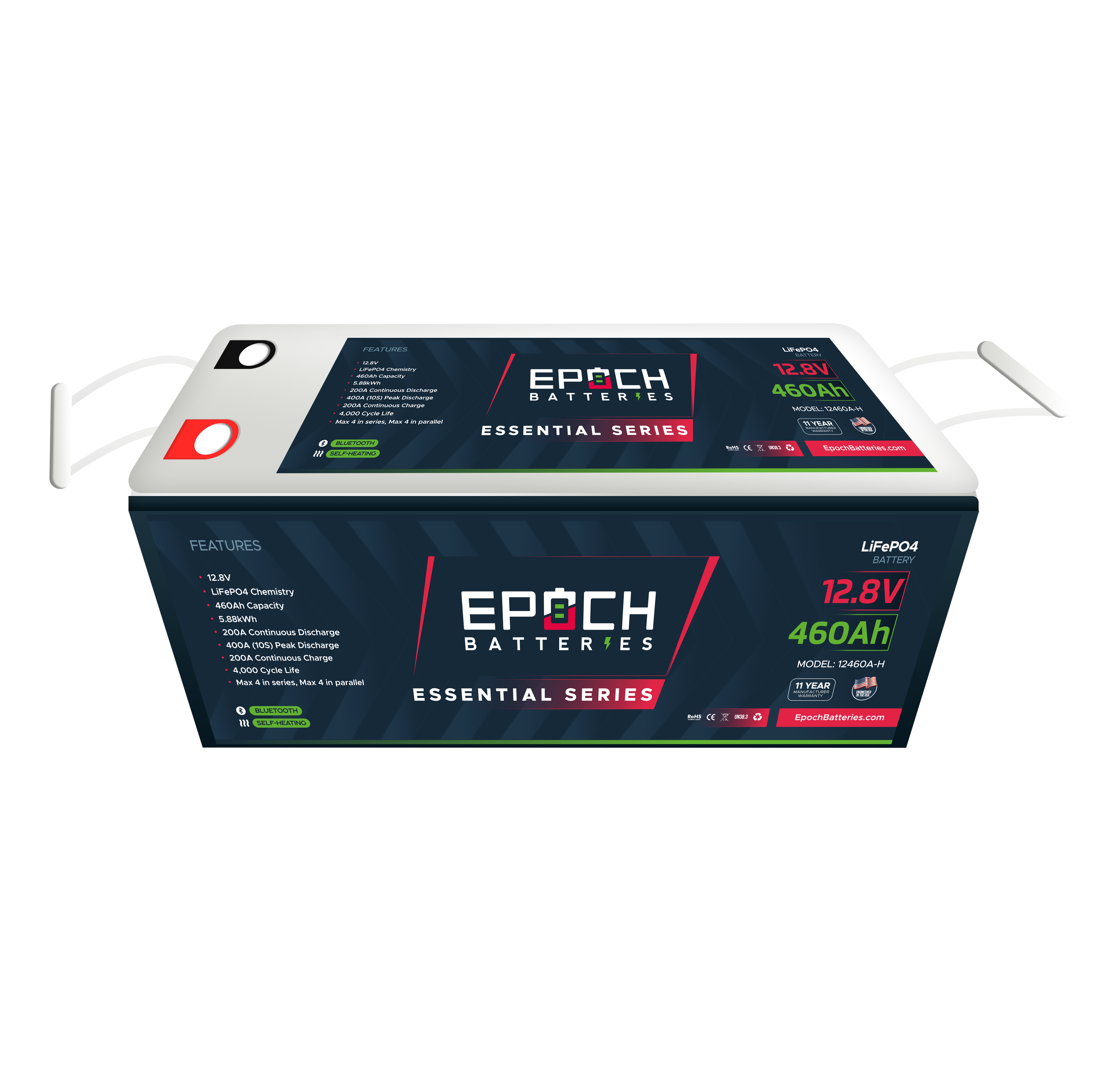 Epoch 12V 460Ah Essential Series - Bluetooth & Heated LiFePO4 Battery (12460A-H)