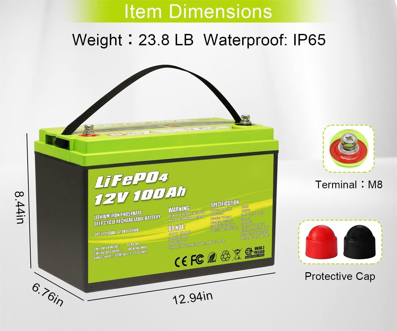 ACOPOWER 12V 100Ah LiFePO4 Deep Cycle Lithium Battery HY-Li100Ah