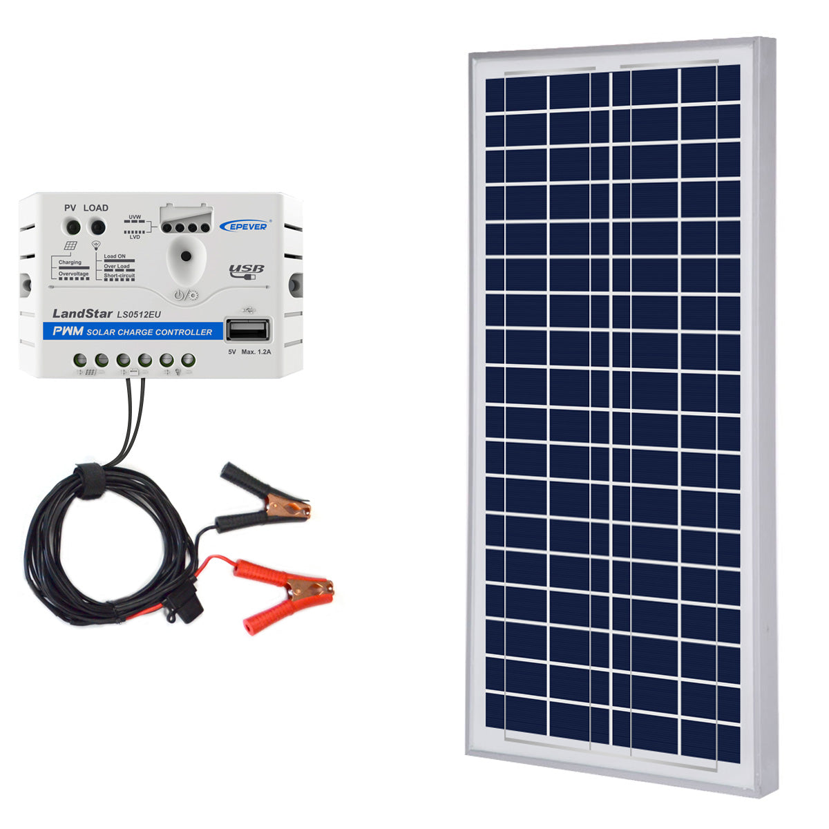ACOPOWER 35W 12V Solar Charger Kit, 5A Charge Controller with Alligator Clips HY-CKP-35W