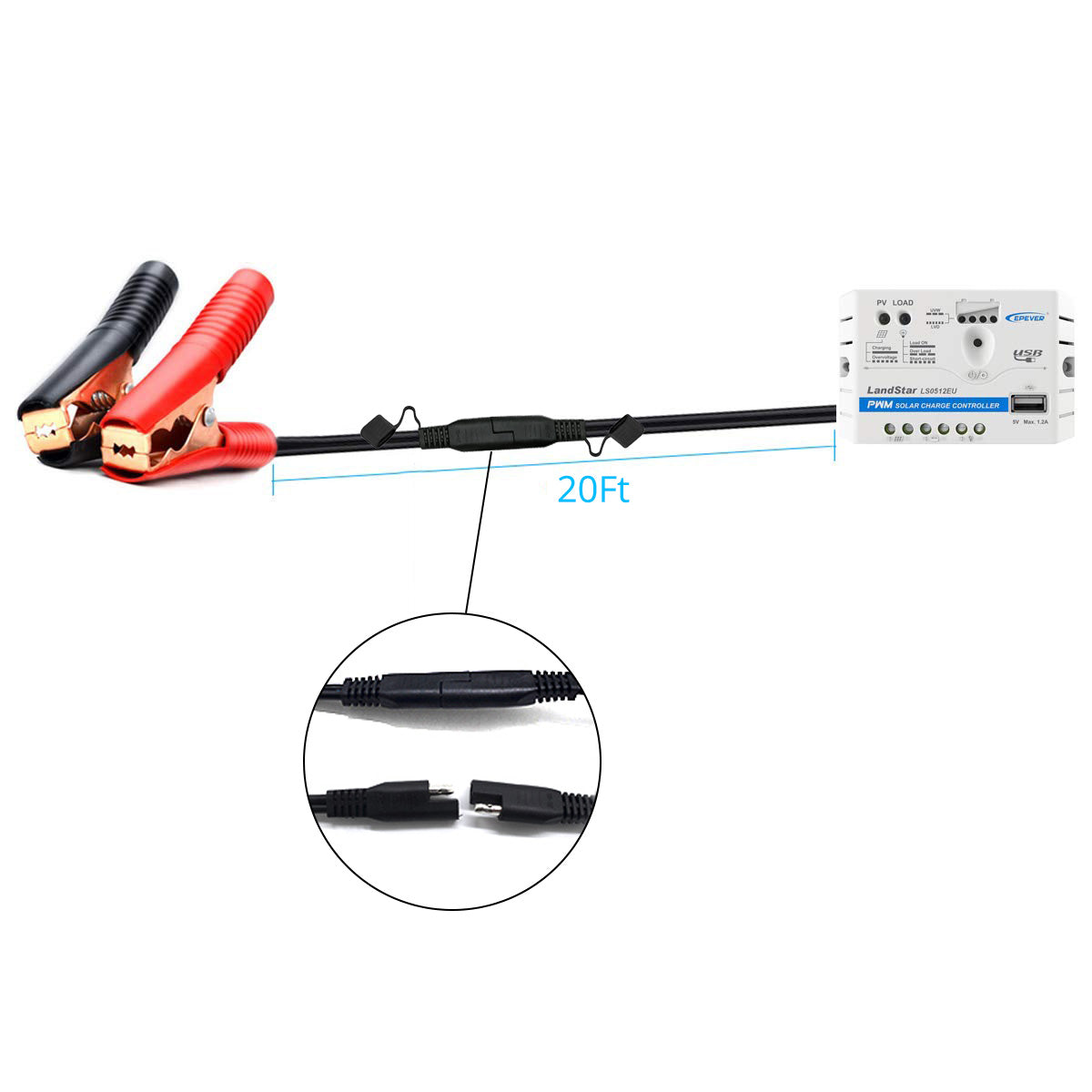 ACOPOWER 50W 12V Solar Charger Kit, 5A Charge Controller with Alligator Clips HY-CKM-50W