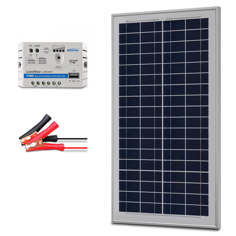 ACOPOWER 35W 12V Solar Charger Kit, 5A Charge Controller with Alligator Clips HY-CKP-35W