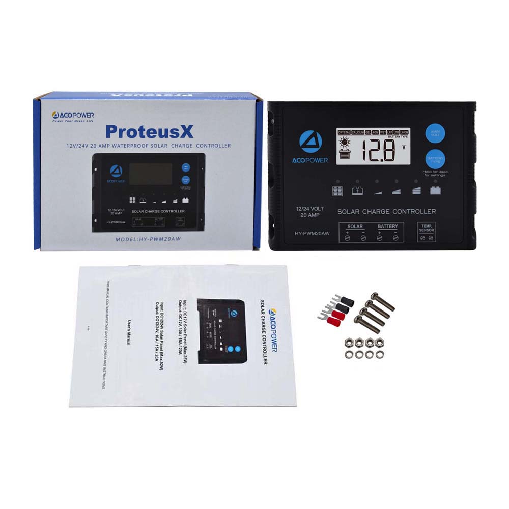 ACOPOWER ProteusX 20A PWM Solar Charge Controller HY-PWM-PX20A