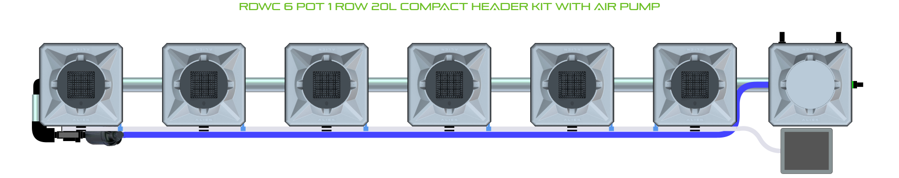 Alien Hydroponics RDWC 6 Pot 1 Row Kit