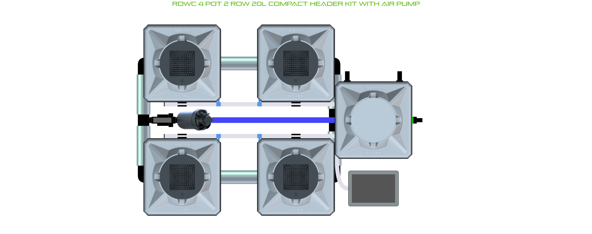 Alien Hydroponics RDWC 4 Pot 2 Row Kit