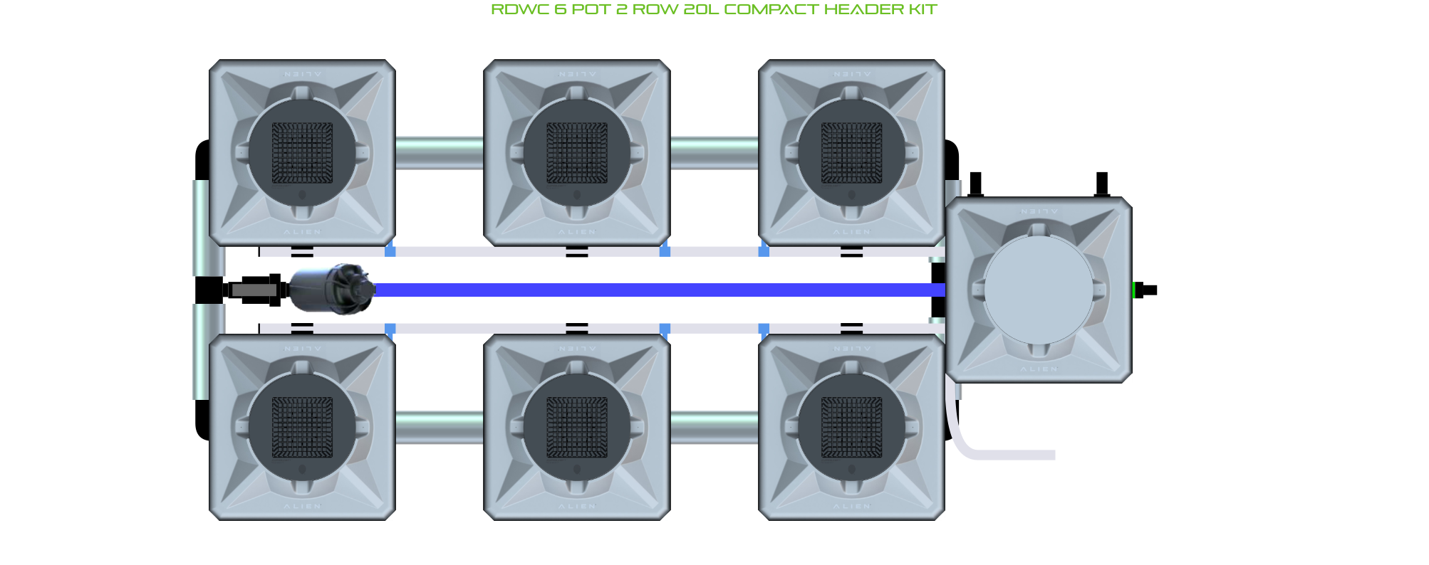 Alien Hydroponics RDWC 6 Pot 2 Row Kit