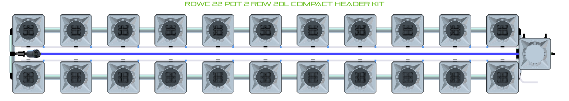 Alien Hydroponics RDWC 22 Pot 2 Row Kit