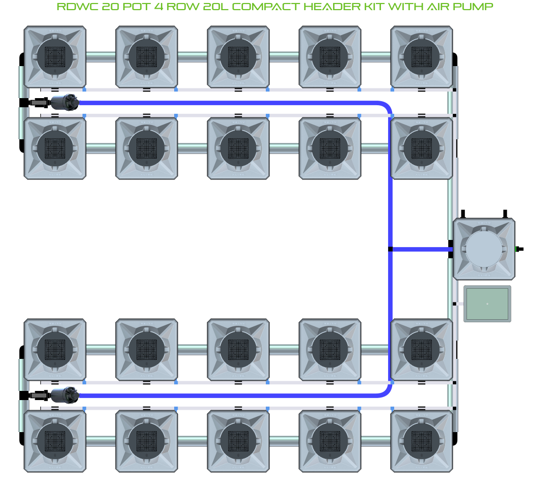 Alien Hydroponics RDWC 20 Pot 4 Row Kit
