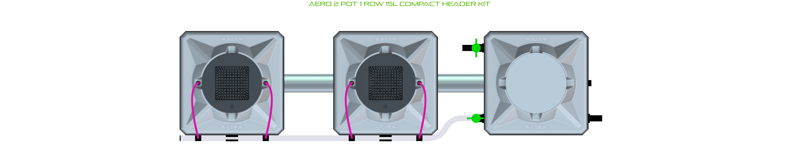 Alien Hydroponics AERO 2 Pot 1 Row Kit