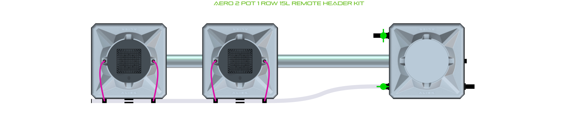 Alien Hydroponics AERO 2 Pot 1 Row Kit