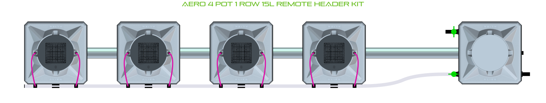 Alien Hydroponics AERO 4 Pot 1 Row Kit