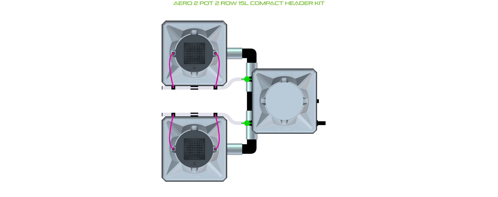 Alien Hydroponics AERO 2 Pot 2 Row Kit