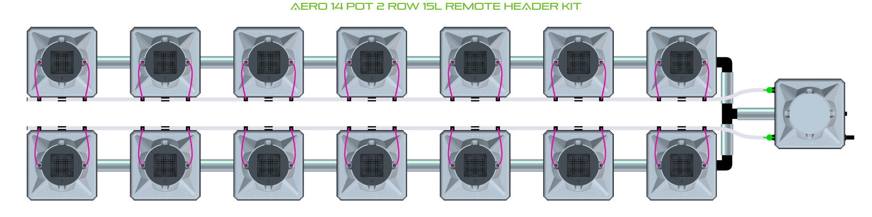 Alien Hydroponics AERO 14 Pot 2 Row Kit