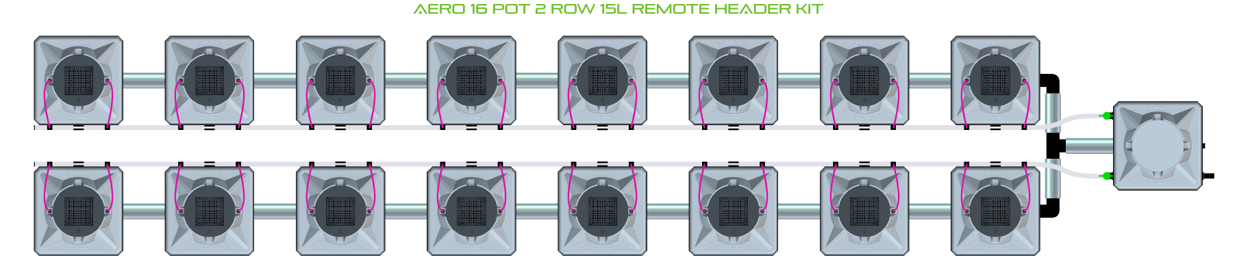 Alien Hydroponics AERO 16 Pot 2 Row Kit
