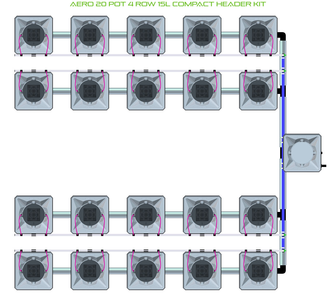 Alien Hydroponics AERO 20 Pot 4 Row Kit