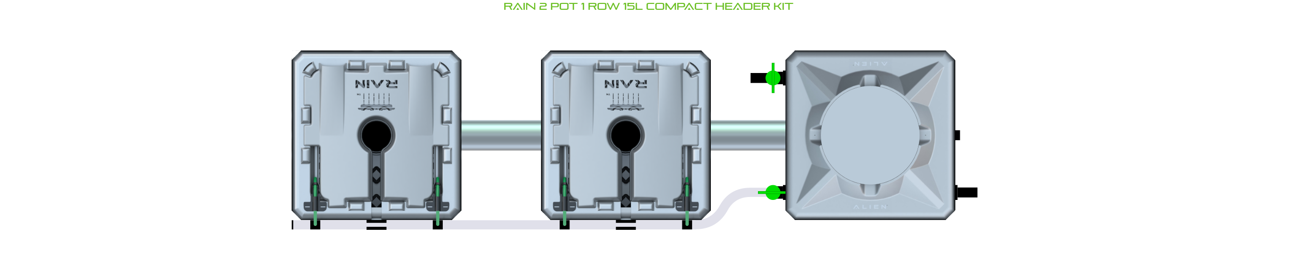Alien Hydroponics RAIN 2 Pot 1 Row Kit