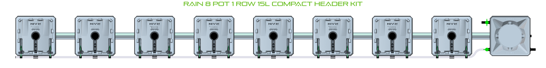 Alien Hydroponics RAIN 8 Pot 1 Row Kit