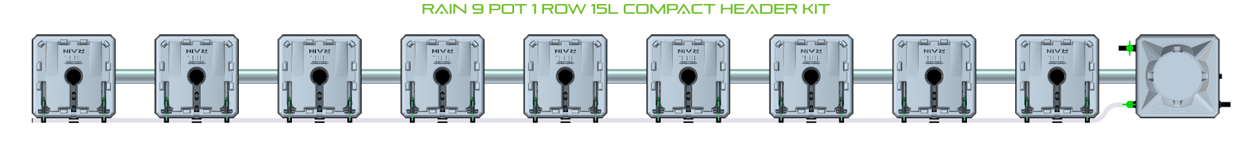 Alien Hydroponics RAIN 9 Pot 1 Row Kit