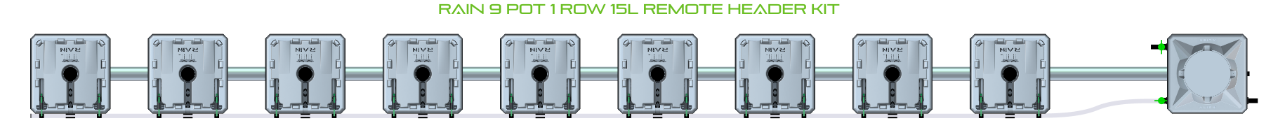 Alien Hydroponics RAIN 9 Pot 1 Row Kit