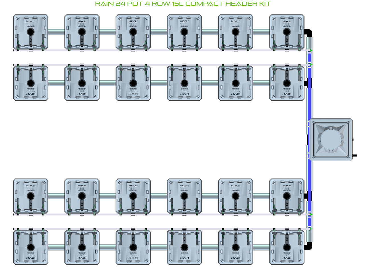 Alien Hydroponics RAIN 24 Pot 4 Row Kit