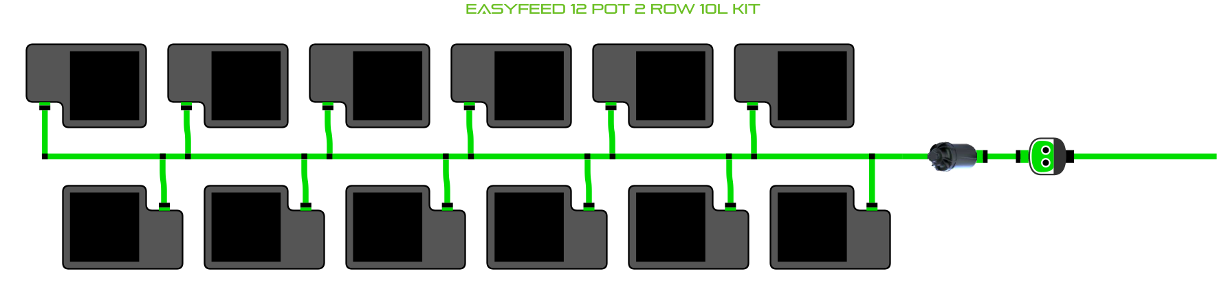 Alien Hydroponics EasyFeed 12 Pot 2 Row Kit