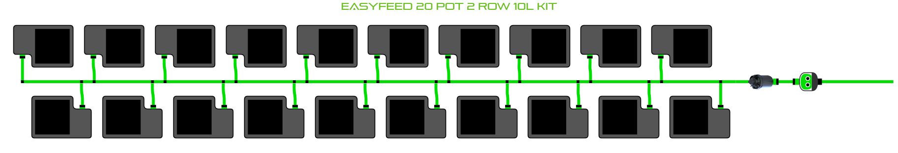 Alien Hydroponics EasyFeed 20 Pot 2 Row Kit