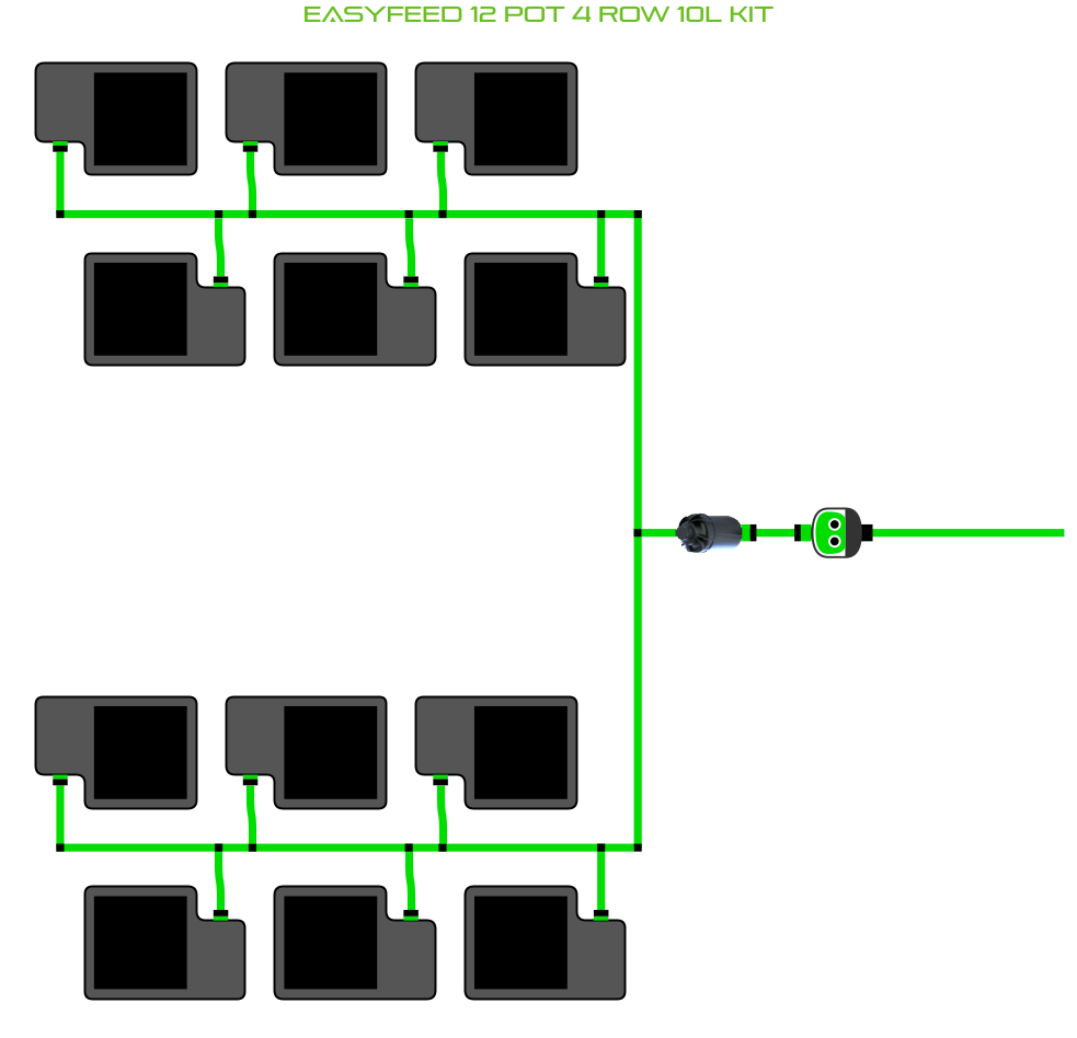 Alien Hydroponics EasyFeed 12 Pot 4 Row Kit