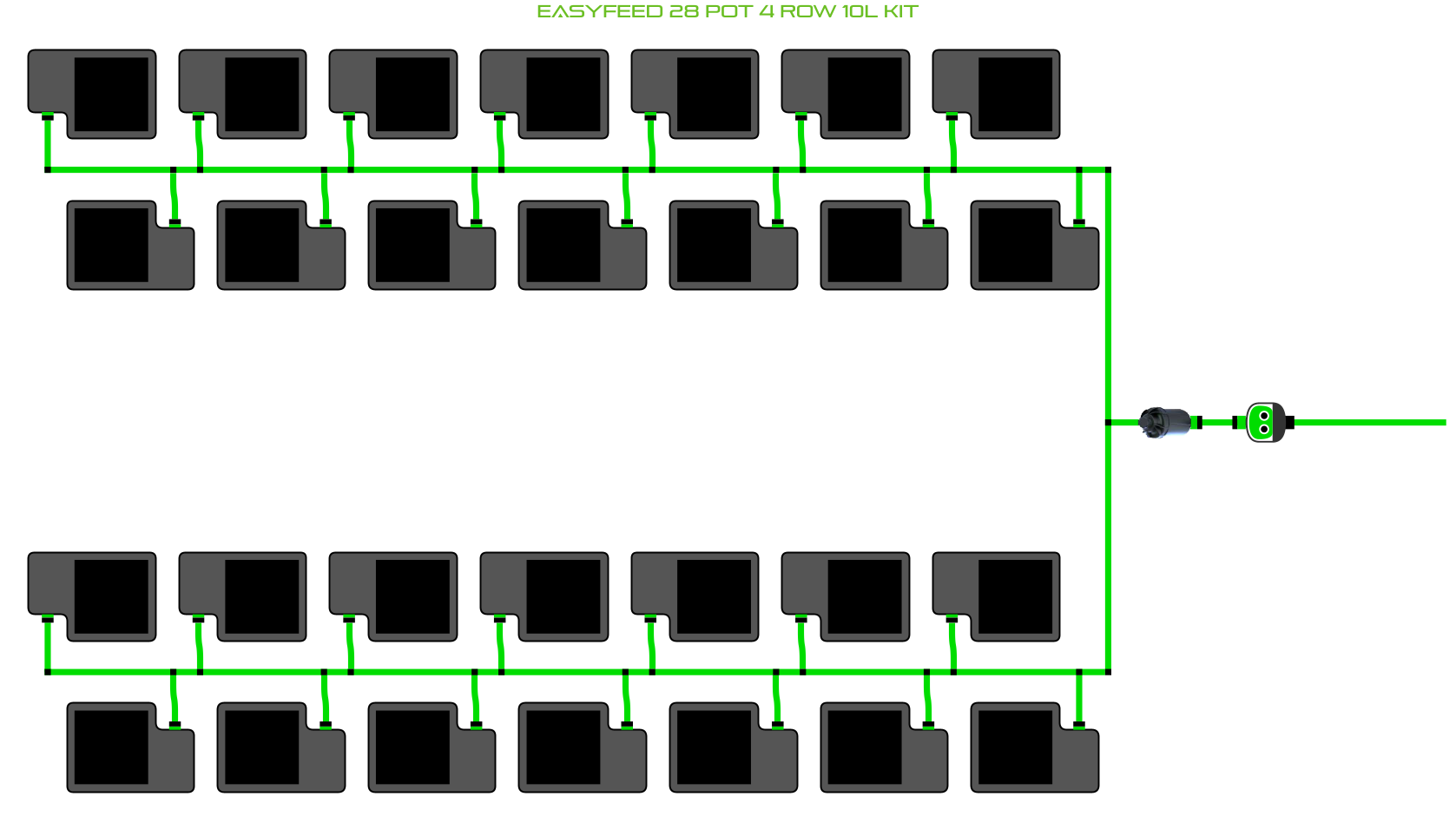 Alien Hydroponics EasyFeed 28 Pot 4 Row Kit