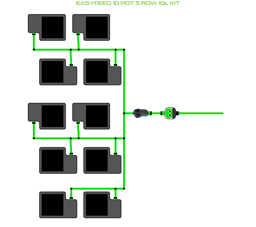 Alien Hydroponics EasyFeed 10 Pot 5 Row Kit