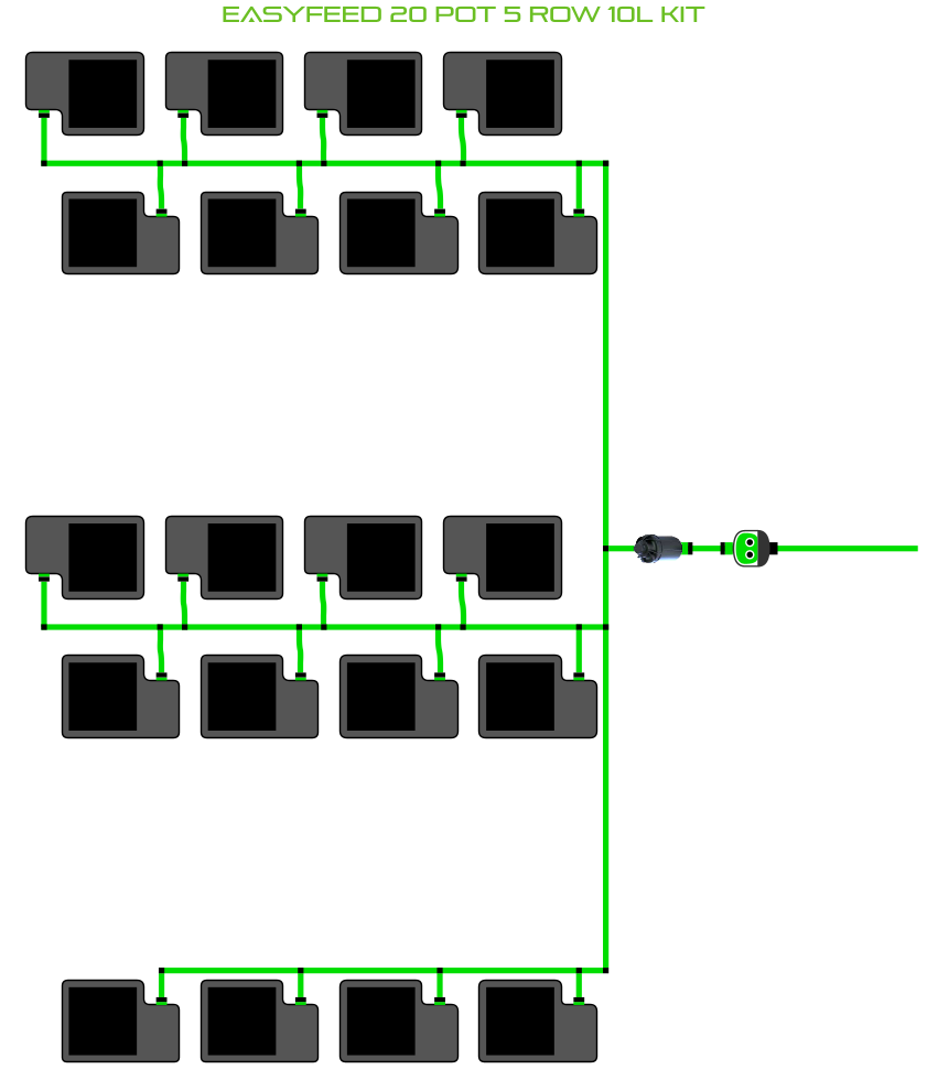 Alien Hydroponics EasyFeed 20 Pot 5 Row Kit