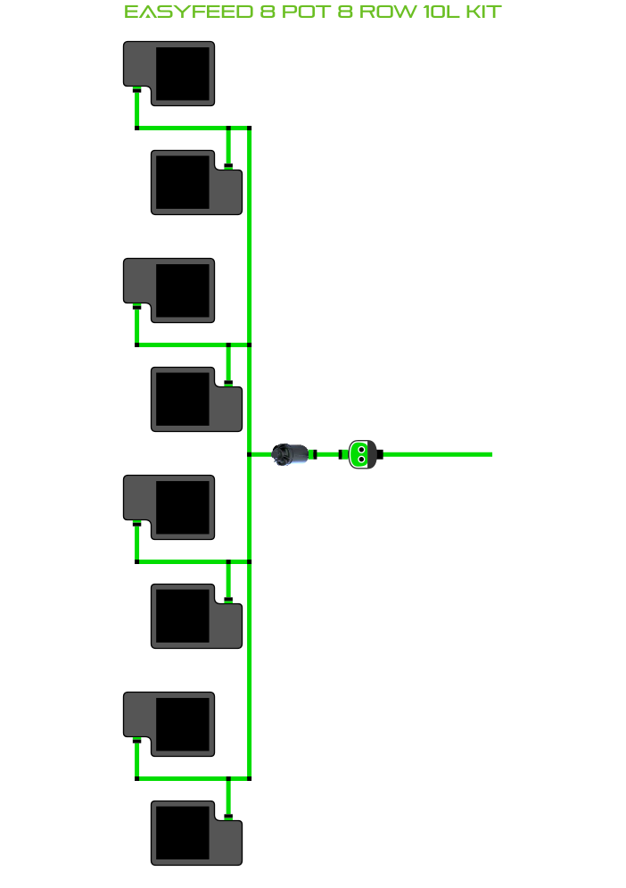 Alien Hydroponics EasyFeed 8 Pot 8 Row Kit