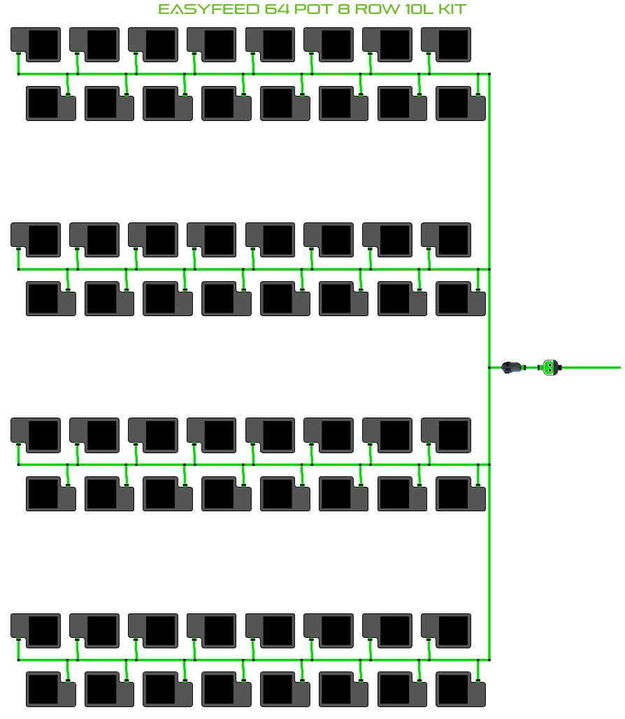 Alien Hydroponics EasyFeed 64 Pot 8 Row Kit