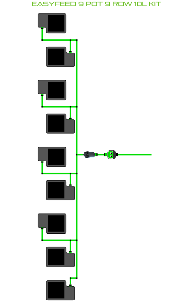 Alien Hydroponics EasyFeed 9 Pot 9 Row Kit