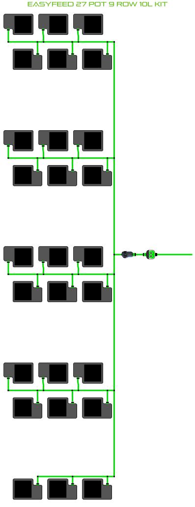 Alien Hydroponics EasyFeed 27 Pot 9 Row Kit