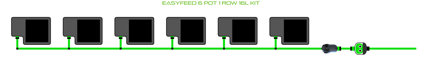 Alien Hydroponics EasyFeed 6 Pot 1 Row Kit