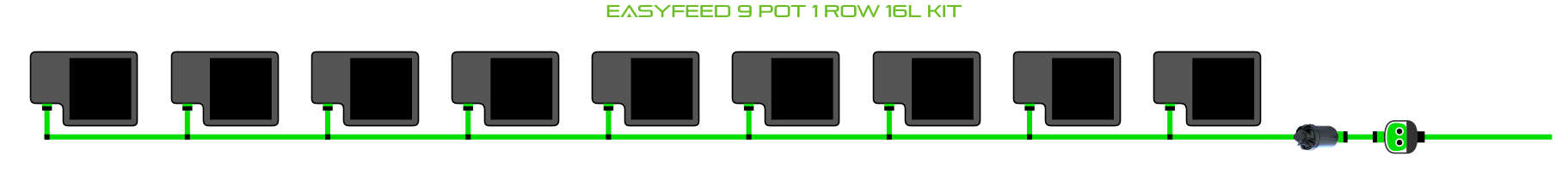 Alien Hydroponics EasyFeed 9 Pot 1 Row Kit