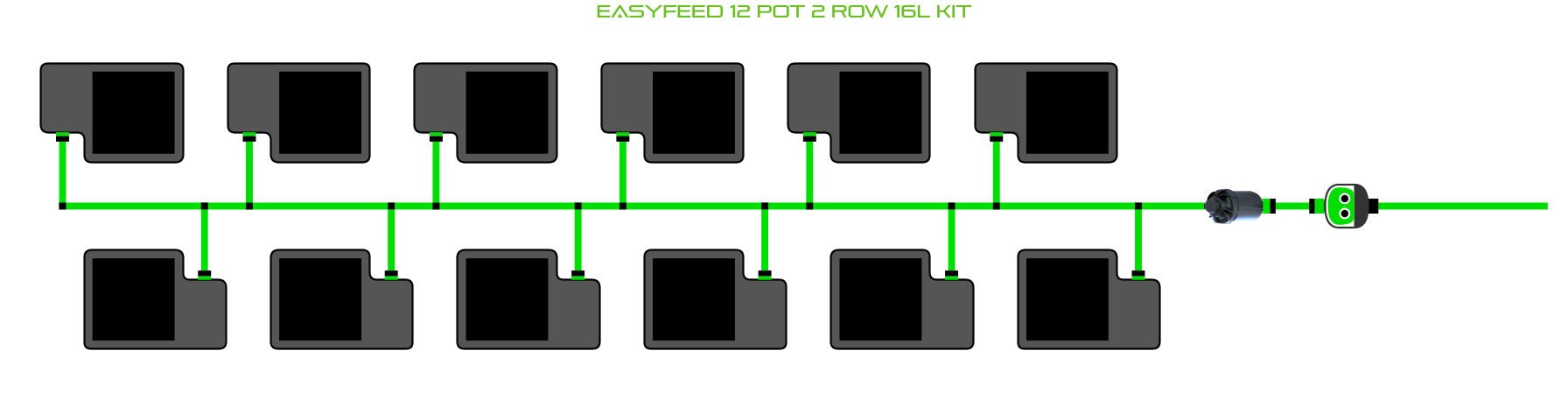 Alien Hydroponics EasyFeed 12 Pot 2 Row Kit