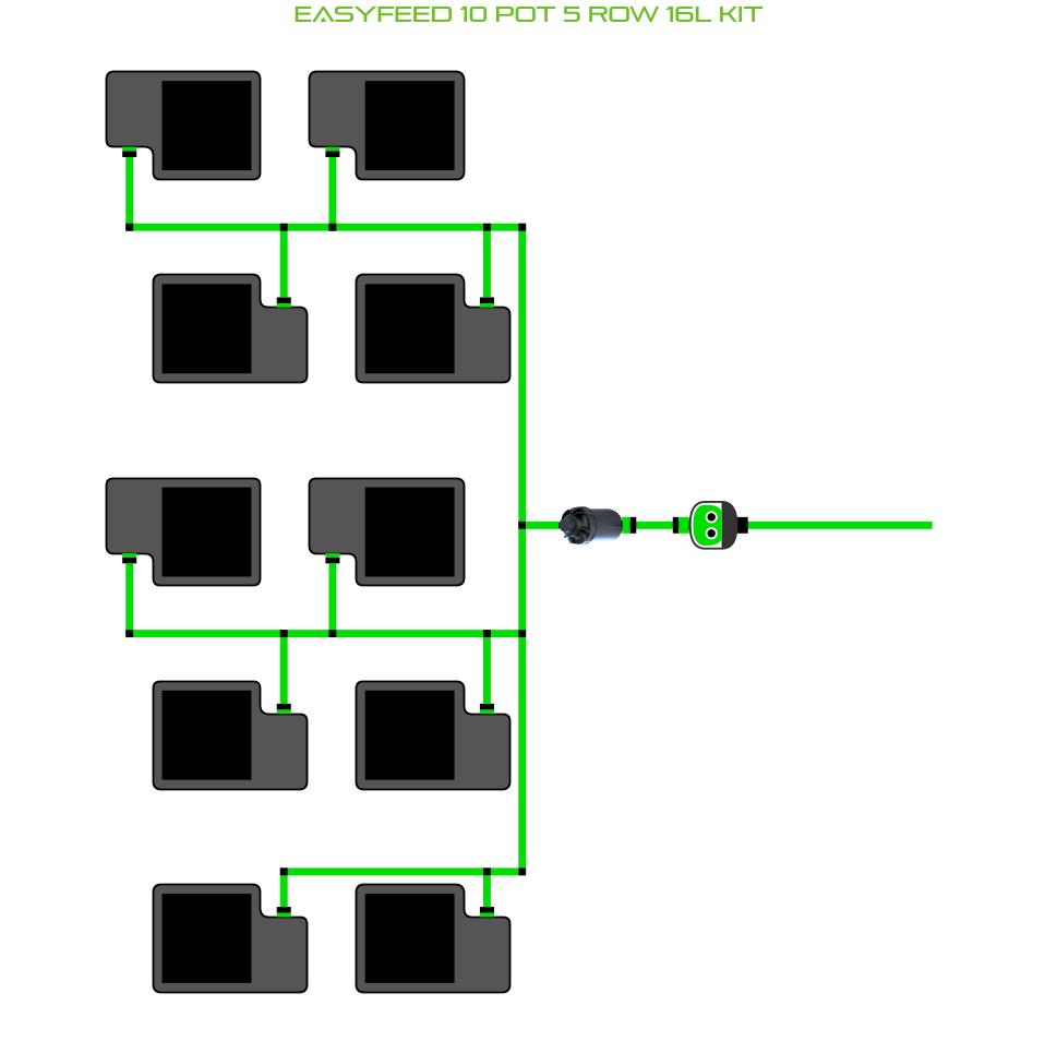 Alien Hydroponics EasyFeed 10 Pot 5 Row Kit