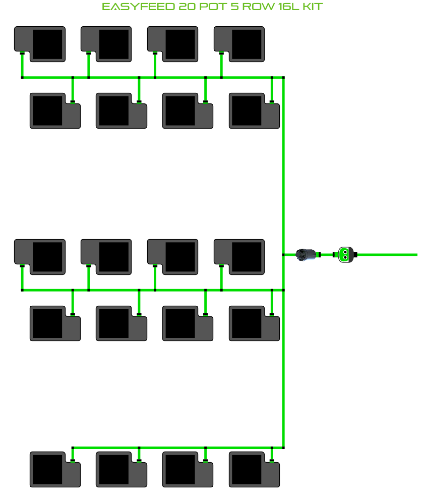 Alien Hydroponics EasyFeed 20 Pot 5 Row Kit