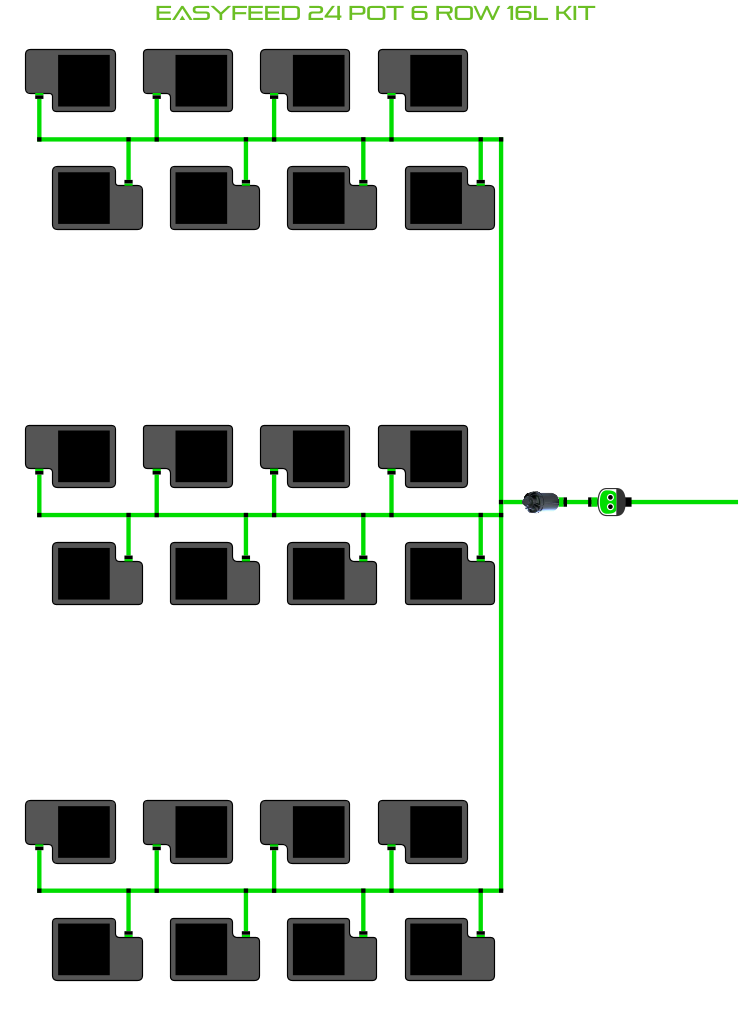 Alien Hydroponics EasyFeed 24 Pot 6 Row Kit