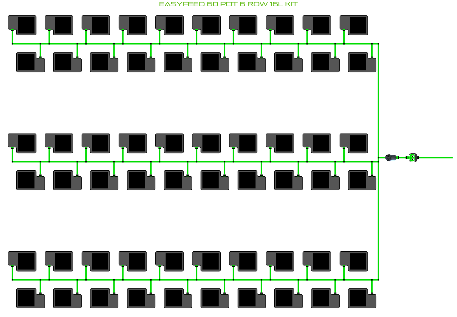 Alien Hydroponics EasyFeed 60 Pot 6 Row Kit