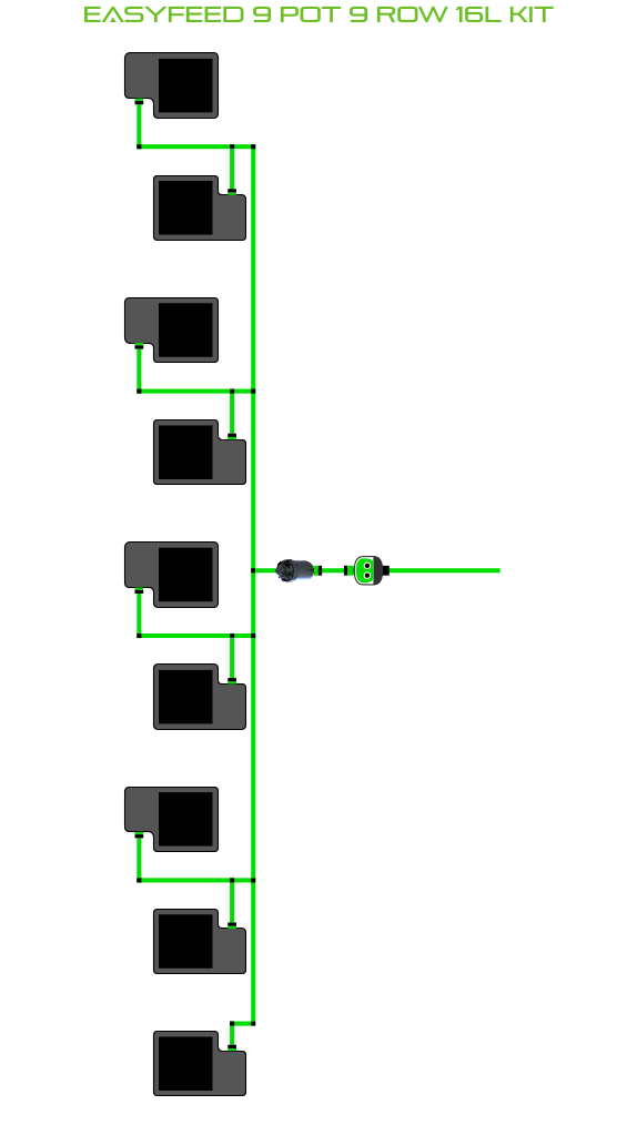 Alien Hydroponics EasyFeed 9 Pot 9 Row Kit