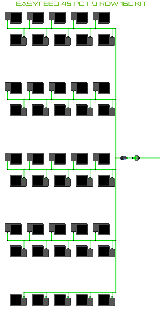 Alien Hydroponics EasyFeed 45 Pot 9 Row Kit