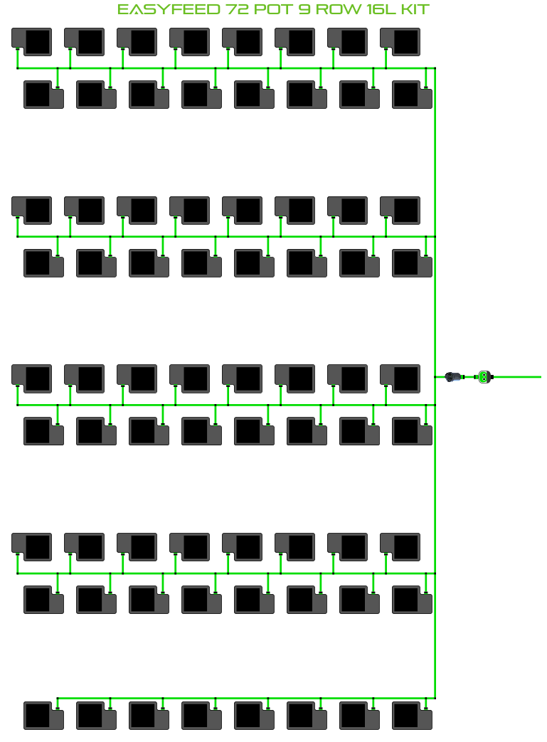Alien Hydroponics EasyFeed 72 Pot 9 Row Kit