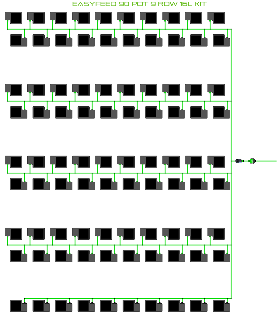 Alien Hydroponics EasyFeed 90 Pot 9 Row Kit