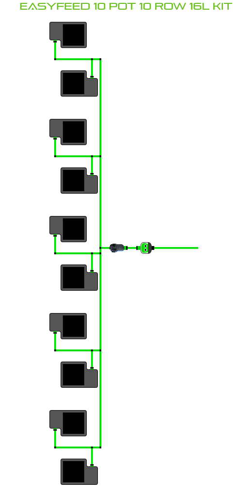 Alien Hydroponics EasyFeed 10 Pot 10 Row Kit