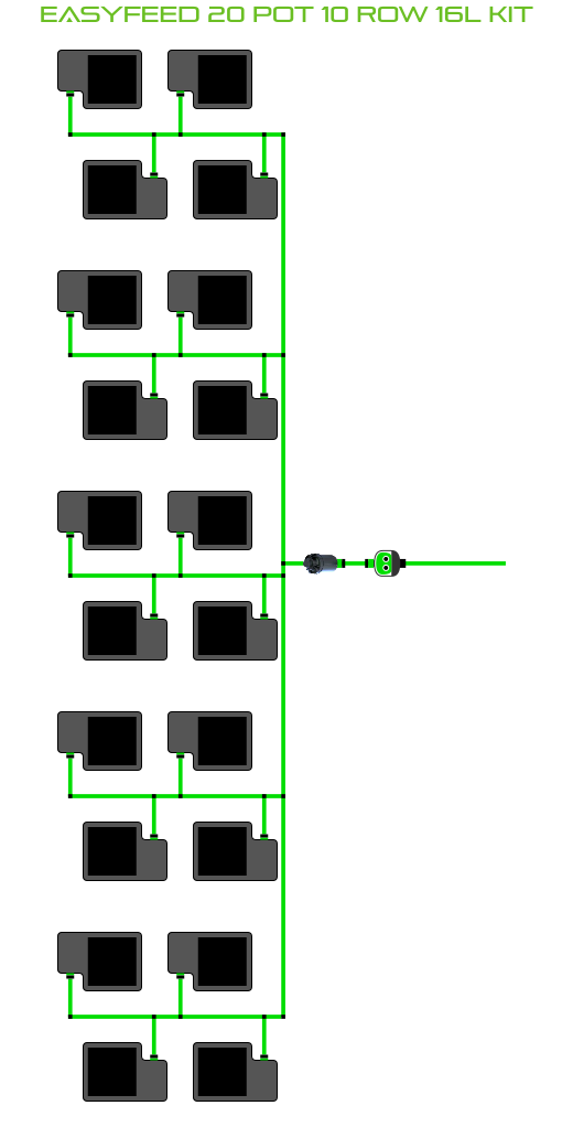 Alien Hydroponics EasyFeed 20 Pot 10 Row Kit