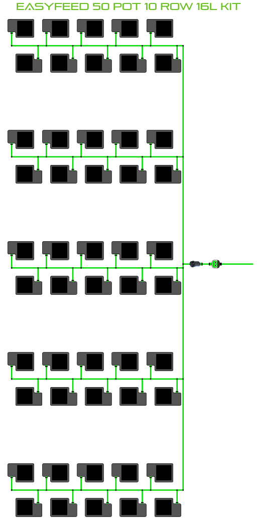 Alien Hydroponics EasyFeed 50 Pot 10 Row Kit