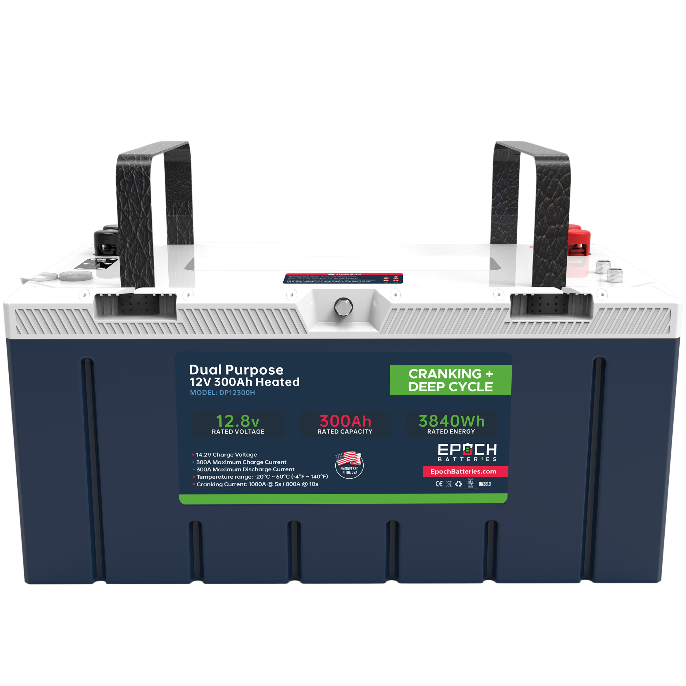 Epoch 12V 300Ah Pro Series - LiFePO4 Cranking & Deep Cycle Lithium Battery (Dual Purpose) (DP12300H)