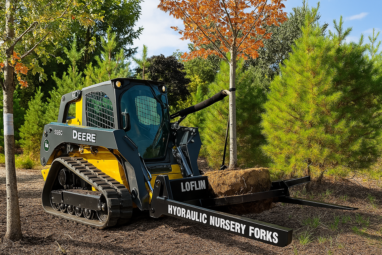 Loflin Fabrication | Hydraulic Nursery Forks | 60" Forks | For Skid Steer